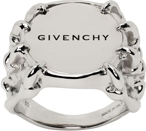 Givenchy: Silver G Skull Ring 